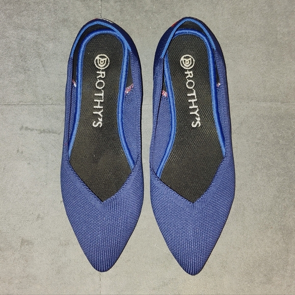 NWOT ROTHY'S NEON STRIPE POINTED TOE BLUE LOAFERS SIZE 5.5 - Picture 2 of 8